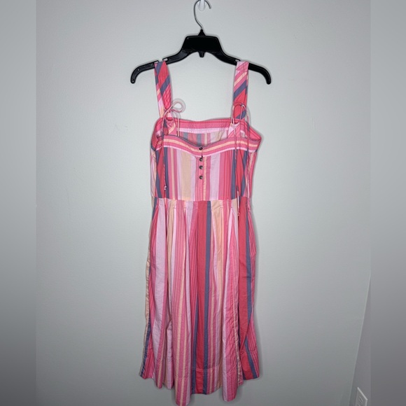 Free People primavera striped drop waist sun dress in pink NWT - Picture 7 of 8